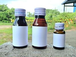 Medicine bottle brown color with a blank label for mockup or presentation mockup collection photo