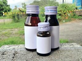 Medicine bottle brown color with a blank label for mockup or presentation mockup collection photo