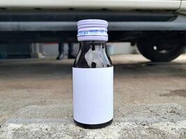 Medicine bottle brown color with a blank label for mockup or presentation mockup collection photo