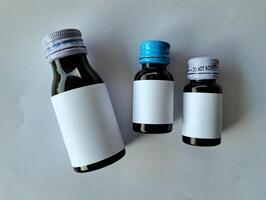 Medicine bottle brown color with a blank label for mockup or presentation mockup collection photo