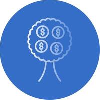 dinero árbol plano burbuja icono vector