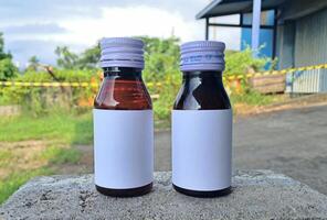 Medicine bottle brown color with a blank label for mockup or presentation mockup collection photo