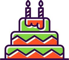 cumpleaños pastel lleno diseño icono vector