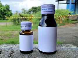 Medicine bottle brown color with a blank label for mockup or presentation mockup collection photo