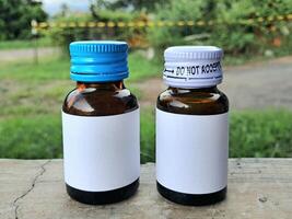 Medicine bottle brown color with a blank label for mockup or presentation mockup collection photo