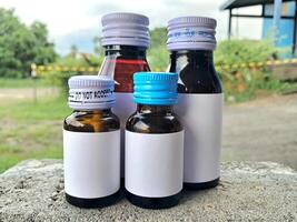 Medicine bottle brown color with a blank label for mockup or presentation mockup collection photo