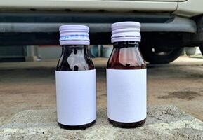 Medicine bottle brown color with a blank label for mockup or presentation mockup collection photo