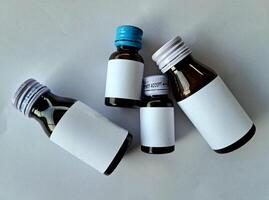 Medicine bottle brown color with a blank label for mockup or presentation mockup collection photo