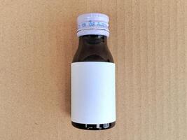 Medicine bottle brown color with a blank label for mockup or presentation mockup collection photo