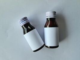 Medicine bottle brown color with a blank label for mockup or presentation mockup collection photo