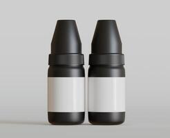 3d rendering. eyedropper bottle mockup on gray background photo