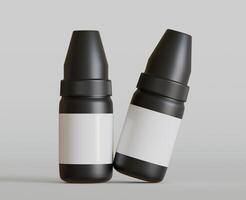 3d rendering. eyedropper bottle mockup on gray background photo