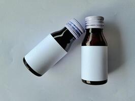 Medicine bottle brown color with a blank label for mockup or presentation mockup collection photo