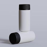 Realistic 3d pill brown bottle without label mockup 3d rendering photo