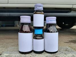 Medicine bottle brown color with a blank label for mockup or presentation mockup collection photo