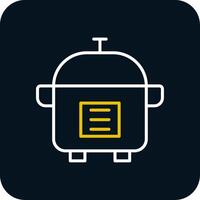 Slow Cooker Line Red Circle Icon vector