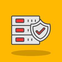 base de datos seguridad lleno sombra icono vector