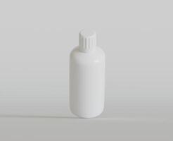 blanco blanco redondo suplementos, medicina botella con negro estriado tapa para belleza o sano producto. aislado en blanco antecedentes con sombra. Listo a utilizar para paquete diseño. ilustración. foto