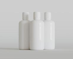 blanco blanco redondo suplementos, medicina botella con negro estriado tapa para belleza o sano producto. aislado en blanco antecedentes con sombra. Listo a utilizar para paquete diseño. ilustración. foto