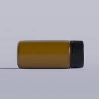 Realistic 3d pill brown bottle without label mockup 3d rendering photo