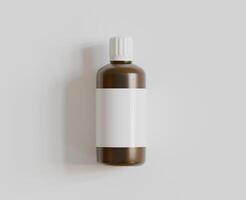 Medicine bottle mockup brown color realistic render photo