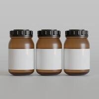 Brown Bottle supplement white label on bright texture 3d rendered photo