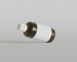 Medicine bottle mockup brown color realistic render photo