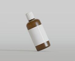 Medicine bottle mockup brown color realistic render photo