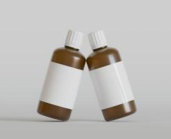 Medicine bottle mockup brown color realistic render photo