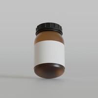 marrón botella suplemento blanco etiqueta en brillante textura 3d prestados foto
