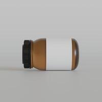 Brown Bottle supplement white label on bright texture 3d rendered photo
