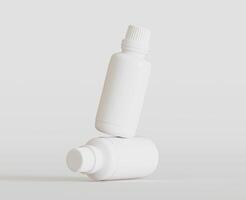 White Blank Bottle For Medicine Or Beauty Product on white Background, Copy Space. Empty Space. Minimalism. 3d rendering photo