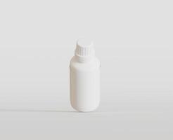 blanco blanco botella para medicina o belleza producto en blanco fondo, Copiar espacio. vacío espacio. minimalismo 3d representación foto
