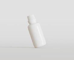 White Blank Bottle For Medicine Or Beauty Product on white Background, Copy Space. Empty Space. Minimalism. 3d rendering photo