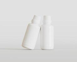 White Blank Bottle For Medicine Or Beauty Product on white Background, Copy Space. Empty Space. Minimalism. 3d rendering photo