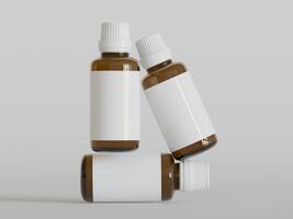 Dropper Bottle Mock-Up - Blank Label on white or bright background photo