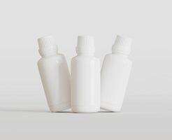 White Blank Bottle For Medicine Or Beauty Product on white Background, Copy Space. Empty Space. Minimalism. 3d rendering photo