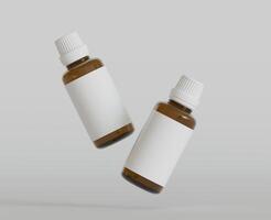 Dropper Bottle Mock-Up - Blank Label on white or bright background photo