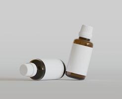 Dropper Bottle Mock-Up - Blank Label on white or bright background photo