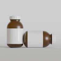 Medicine pill bottle isolated on a white background 3D rendering illustration photo