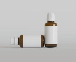 Dropper Bottle Mock-Up - Blank Label on white or bright background photo