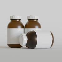 Medicine pill bottle isolated on a white background 3D rendering illustration photo