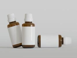 Dropper Bottle Mock-Up - Blank Label on white or bright background photo