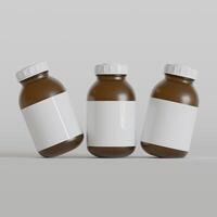 Medicine pill bottle isolated on a white background 3D rendering illustration photo