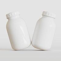 White plastic supplement or medicine mockup 3d rendering illustration photo