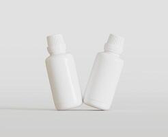 White Blank Bottle For Medicine Or Beauty Product on white Background, Copy Space. Empty Space. Minimalism. 3d rendering photo