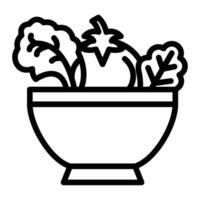 Salad Bowl Line Icon Design vector