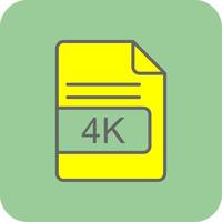 4K File Format Filled Yellow Icon vector