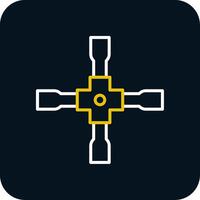 Lug Wrench Line Red Circle Icon vector