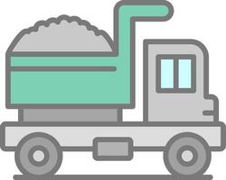 Dump Truck Line Filled Light Icon vector